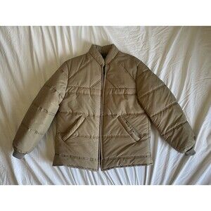 70s 80s VTG Sears outerwear beige insulated quilted puffer jacket men's medium